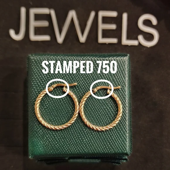 18K Real Saudi Gold Twisted Loop/ Hoop Earring - Picture 4 of 5